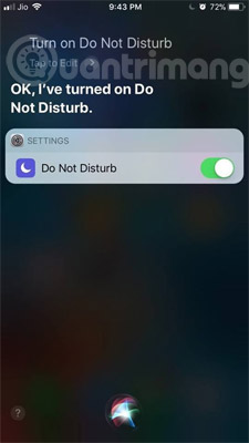 Bật/Tắt Do not disturb bằng Siri