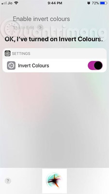 Bật/Tắt Invert Colors bằng Siri