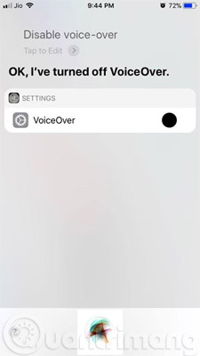 Bật/Tắt VoiceOver bằng Siri