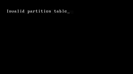 Thông báo lỗi "Invalid Partition Table"