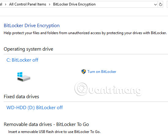 Bật tính năng mã hóa BitLocker