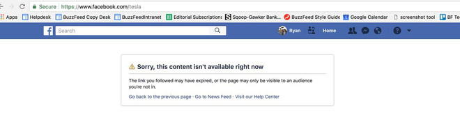 Page Facebook Tesla đã dừng hoạt động