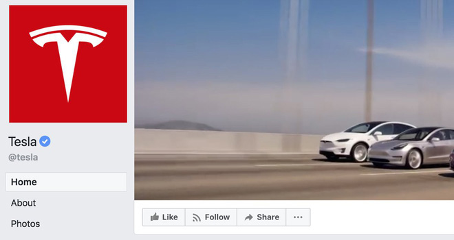 Page Facebook Tesla