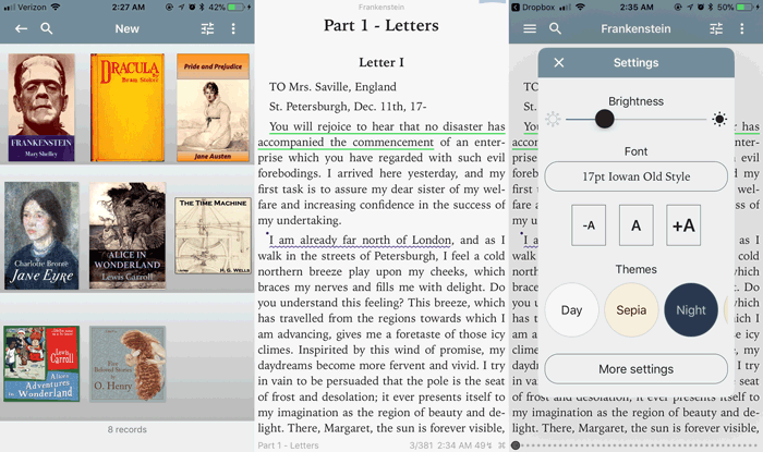 Giao diện ứng dụng đọc sách KyBook 2 trên iPhone