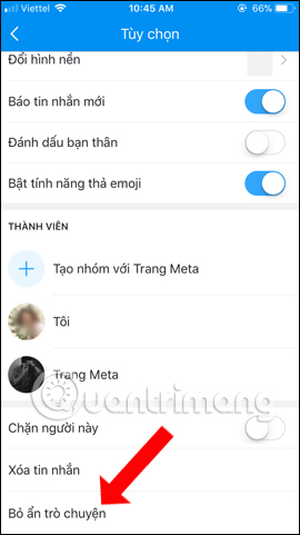 Bỏ ẩn trò chuyện 