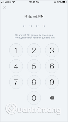 Nhập mã pin bảo mật 