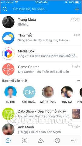 Giao diện tin nhắn Zalo