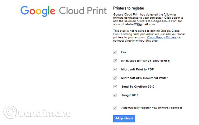 Click vào Add printer(s)