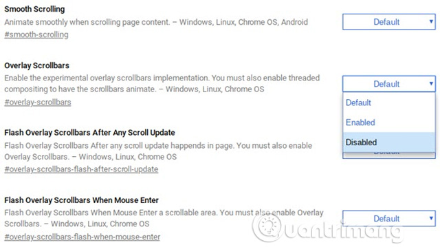 Tắt Overlay Scrollbars