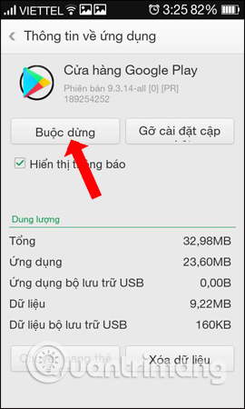 Dừng hoạt động Google Play