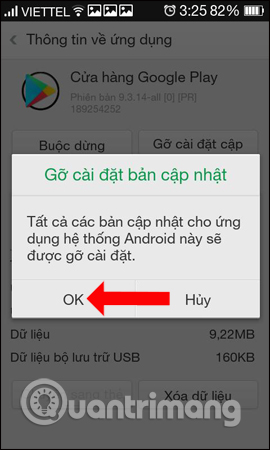 Đồng ý xóa bản cập nhật 