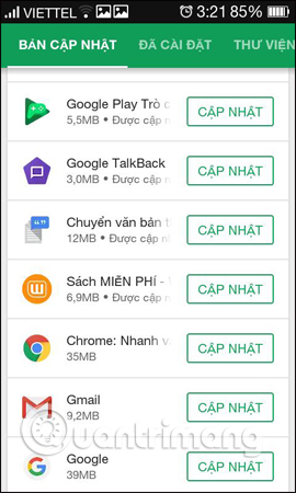 Dừng danh sách cập nhật 