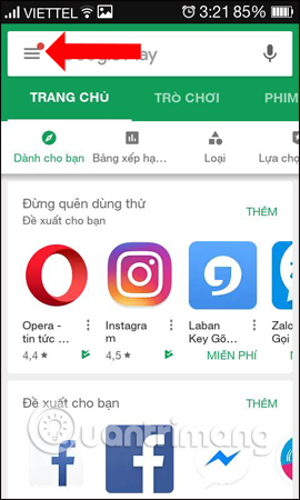 Tùy chọn trên Google Play