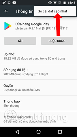 Xóa bản cập nhật Google Play