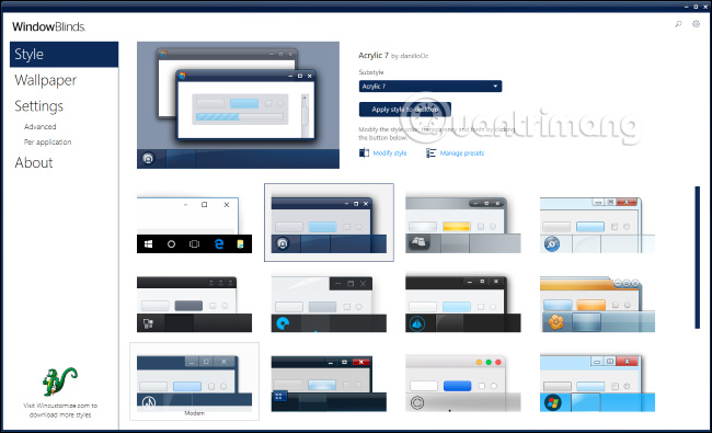Chọn Apply style to desktop