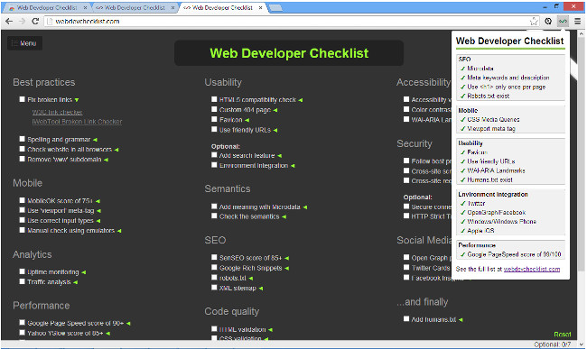 Web Developer Checklist