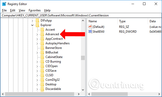 Giao diện Registry Editor