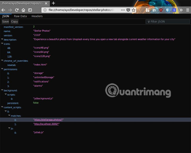 Sử dụng trình xem JSON tích hợp sẵn trong Firefox