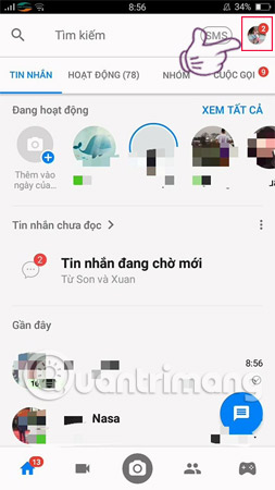 Tìm đến phần tiểu sử của mình trên Messenger 