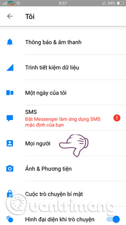 Chọn mục Mọi người