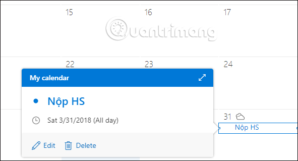 Chỉnh sửa lịch hẹn
