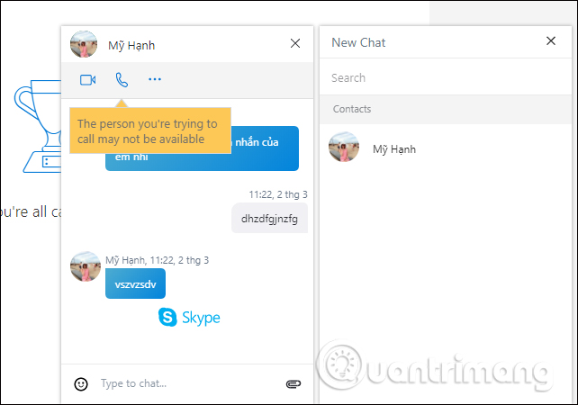 Chat Skype trên Outlook