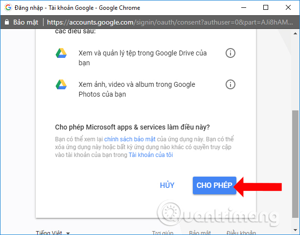 Outlook liên kết Facebok và Google Drive