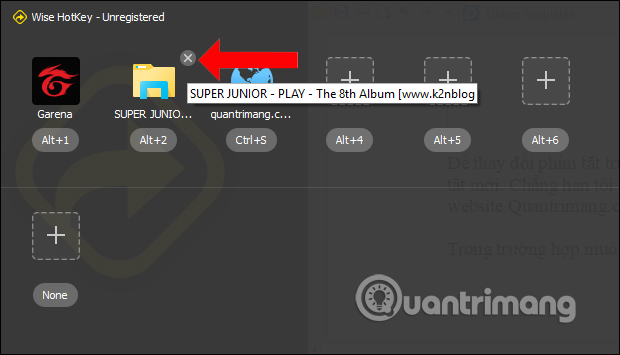 Xóa phím tắt truy cập nhanh
