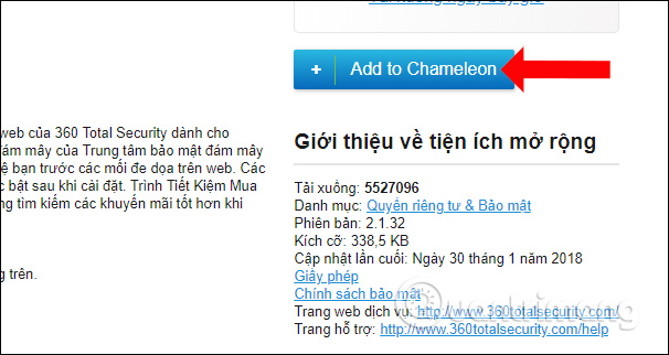 Cài tiện ích vào Chameleon