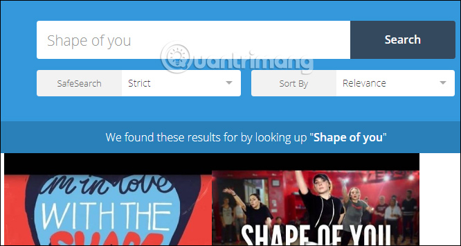 Danh sách tìm kiếm video