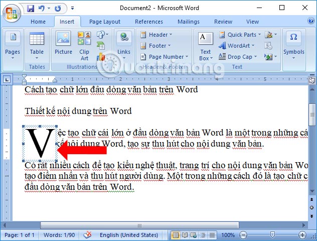 Cách Tạo Chữ Lớn Đầu Dòng Văn Bản Trên Word - Tạo Điểm Nhấn Văn Bản