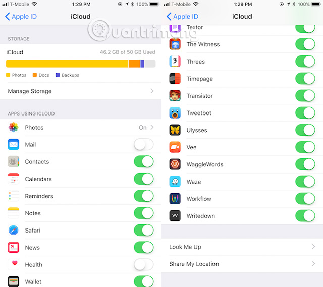iCloud không lưu dữ liệu ứng dụng