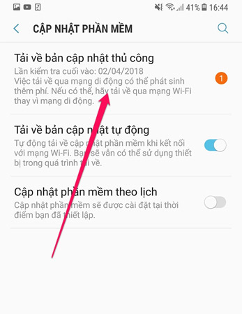 Chọn Tải về bản cập nhật thủ công