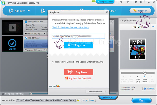 Kích hoạt bản quyền phần mềm chuyển đổi video