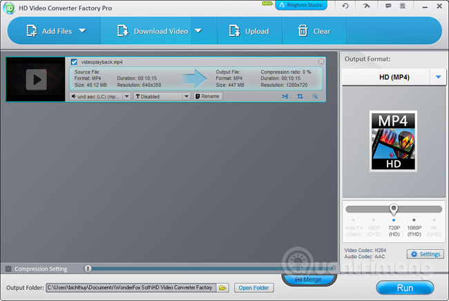 Giao diện chính của HD Video Converter Factory Pro