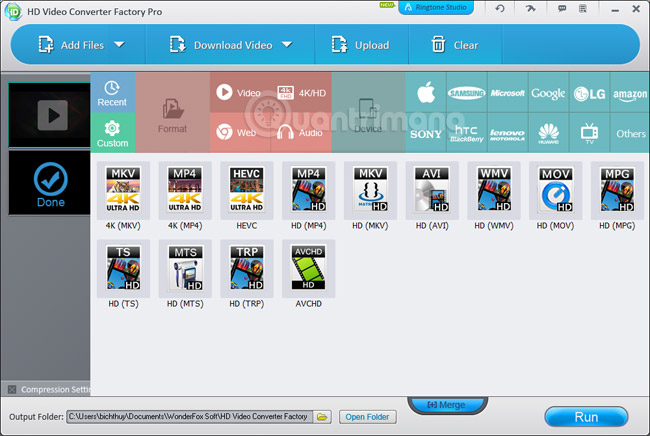 Các định dạng video được HD Video Converter Factory Pro hỗ trợ