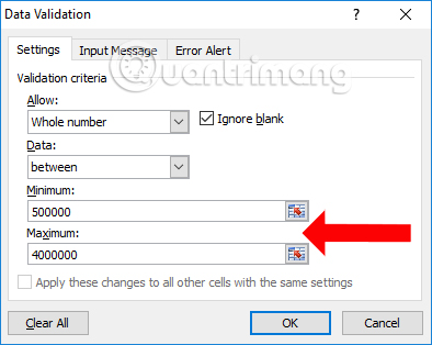 Nhập giới hạn nhập liệu