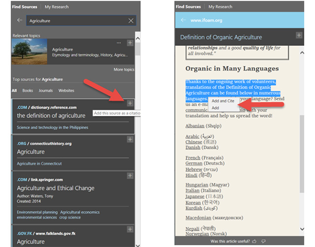 Tính năng Reseacher
