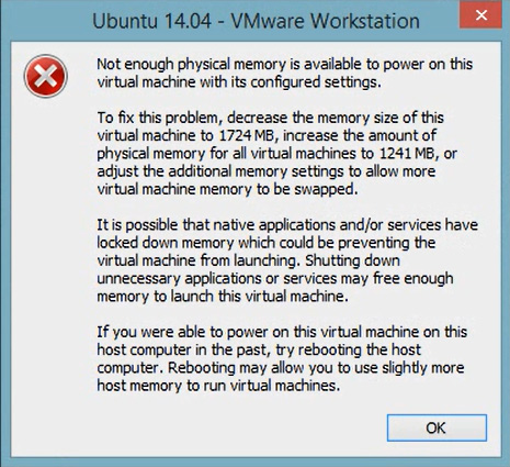 Thông báo lỗi VMware