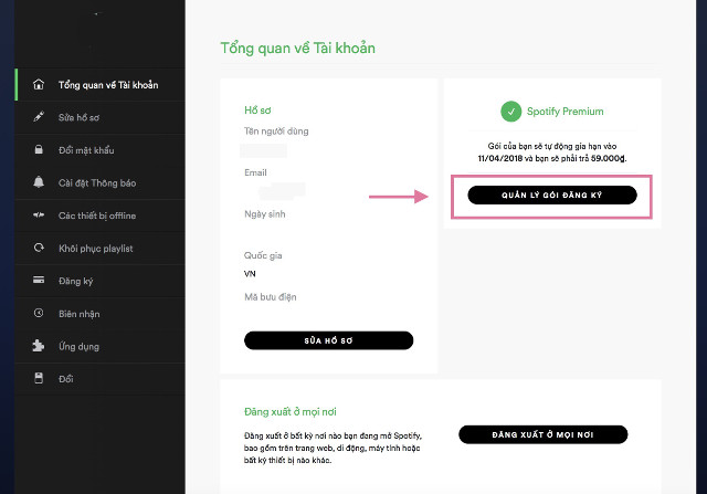 Chọn quản lý gói