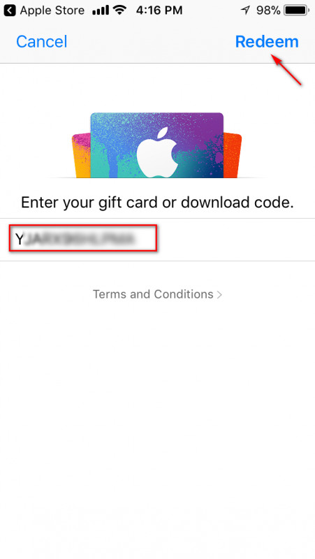 Bấm vào nút Redeem