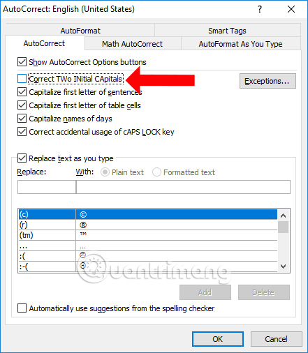 Sửa lỗi dấu chữ viết hoa