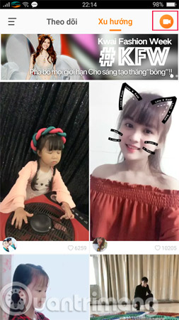 Nhấp vào biểu tượng video để tiến hành quay video