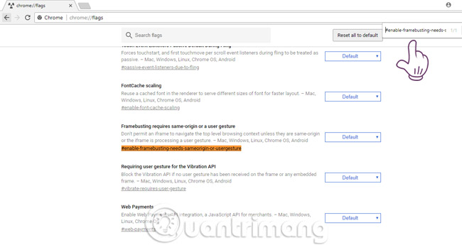 Tìm kiếm mục Framebusting requires same-origin or a user gesture