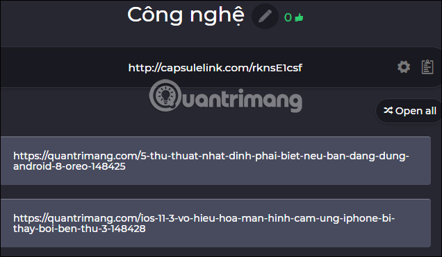 Danh sách các link