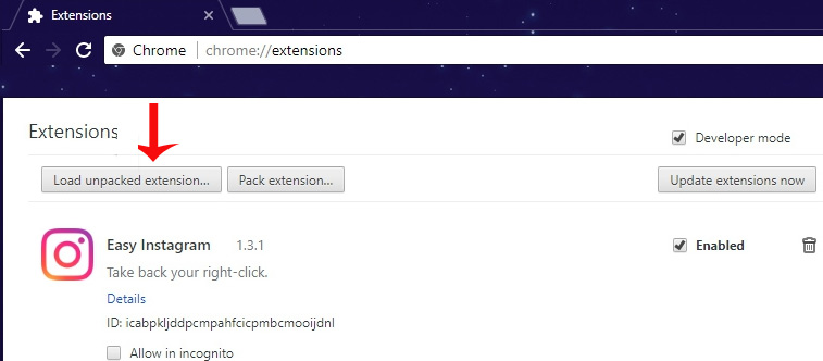 Load unpacked extension