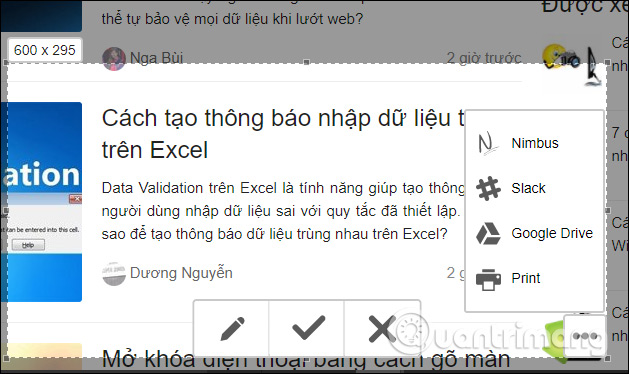 Chọn vùng chụp ảnh