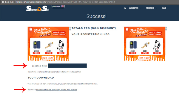  File cài đặt sẽ được tự động tải xuống