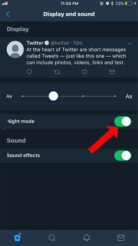 Bật nền tối trên Twitter