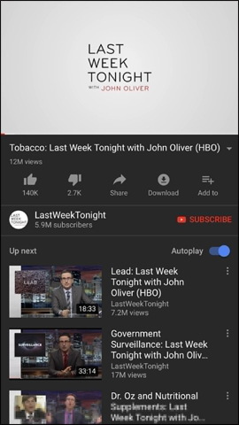 Giao diện Youtube nền tối